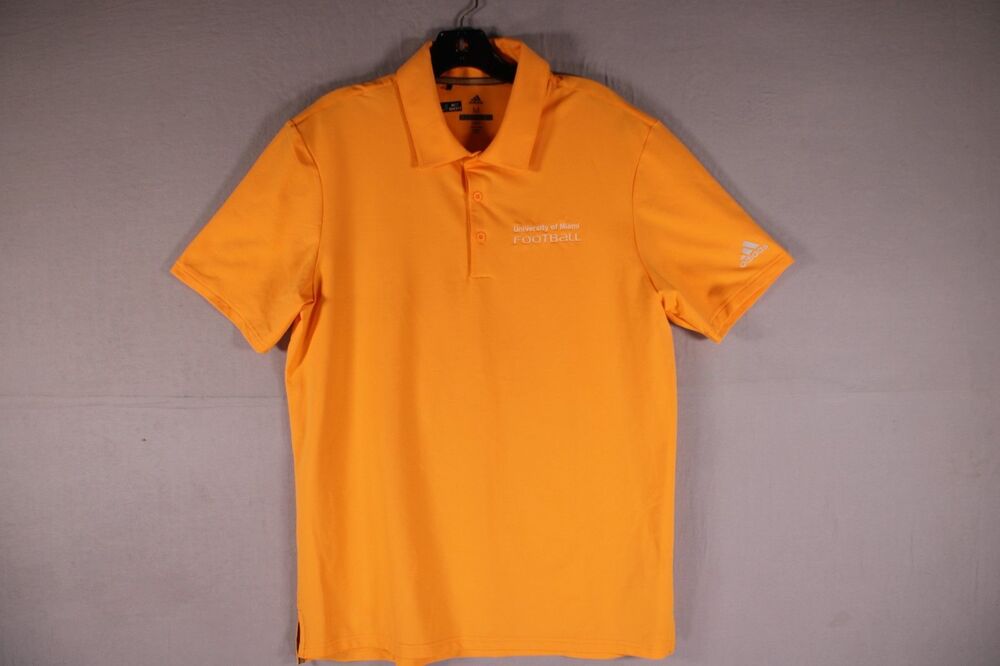 Adidas University of Miami Football Polo Men's M Orange Golf